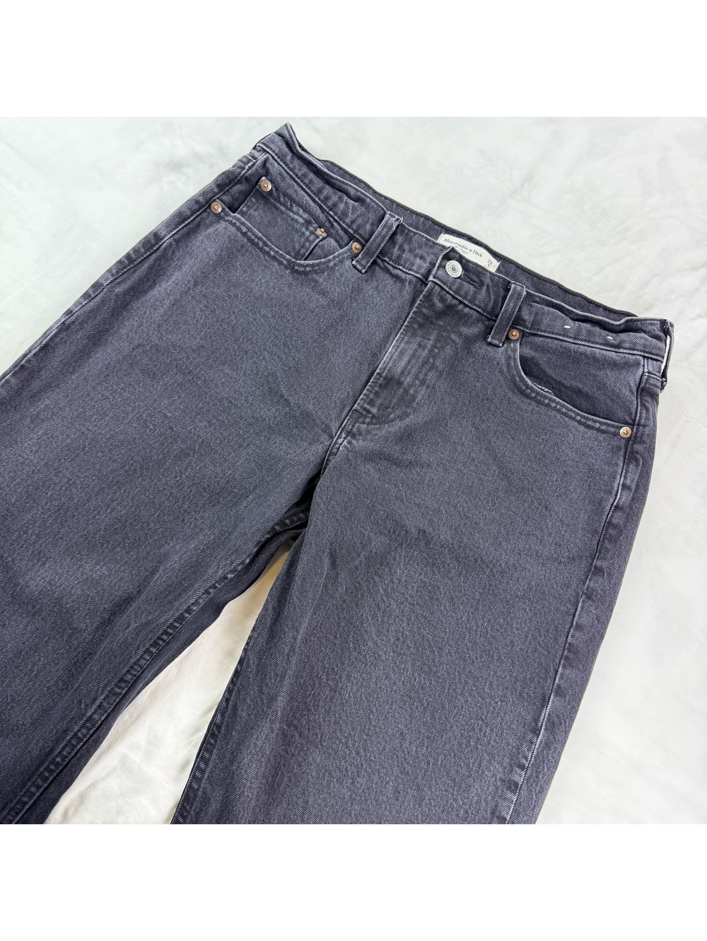 Abercrombie & Fitch The Baggy Low Rise Jeans Womens 29 6R Black Wide Leg Y2K